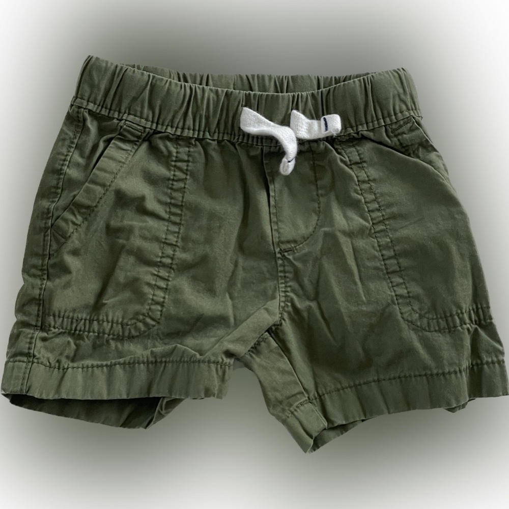 Carters 12M Boys Green Shorts w White Drawstring